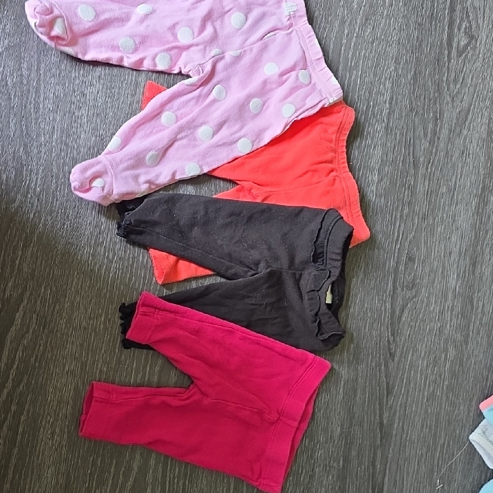 Set of Baby Leggings in Pink, Black, and Coral